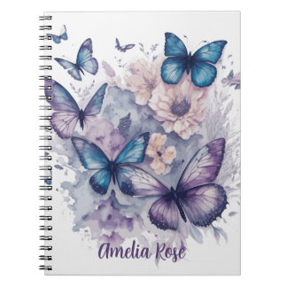 Carnet Papillons personnalisés Purple Nom Fille