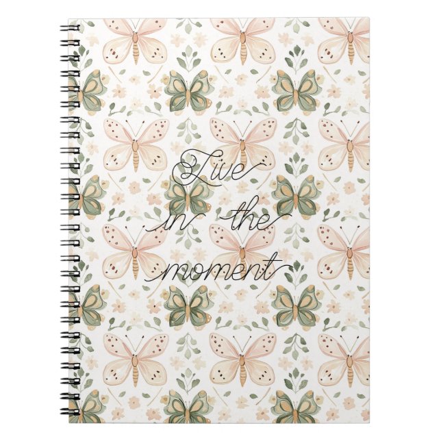 Carnet Papillons Rose Fard Vert Menthe (Devant)