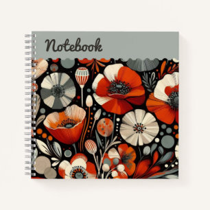 Carnet Papillons rouges avec accents gris cendré - Gras f
