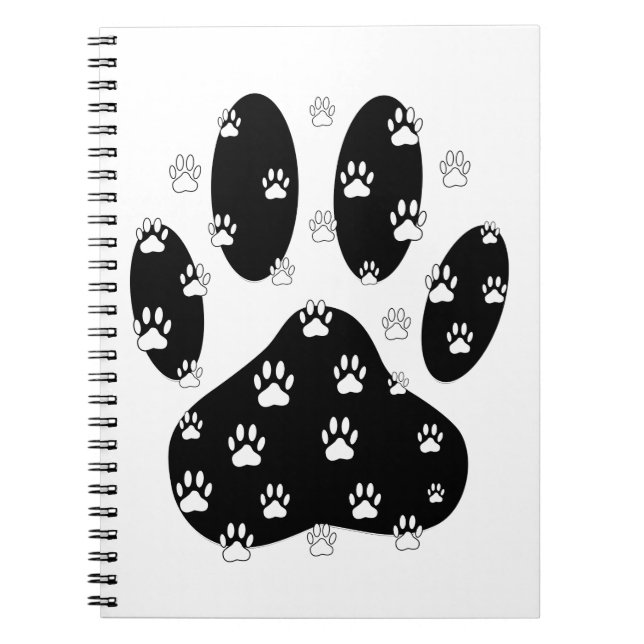 Carnet Paquets blancs sur l'Empreinte de patte noir (Devant)