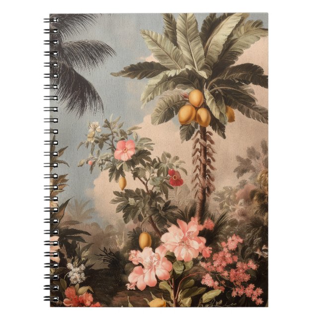 Carnet Paradis tropical vintage avec palmiers (Devant)