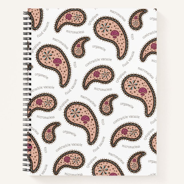 Carnet Paramecia Paisley Personnalisable Biologie Blanc (Devant)