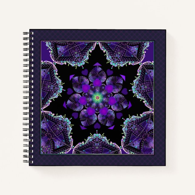 Carnet Parapluie violet & coeurs .7 (Devant)