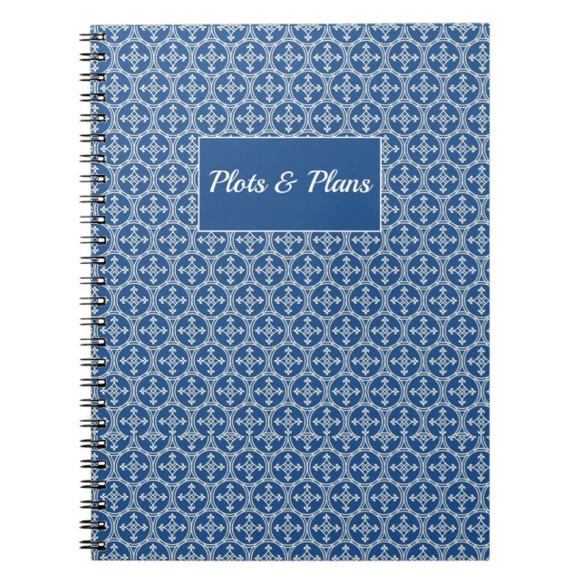 Carnet Parcelles et plans bleu Marocain motif géométrique (Devant)