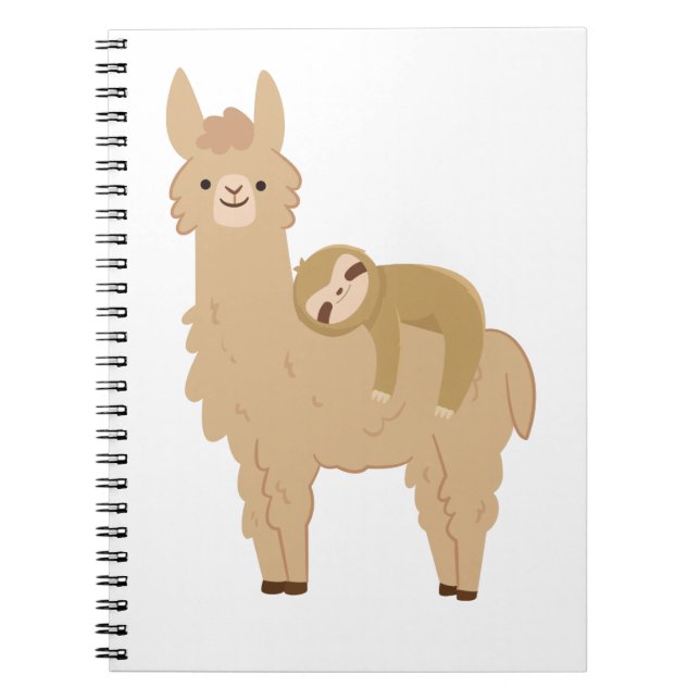 Carnet Paresse adorable dormant sur un lama (Devant)