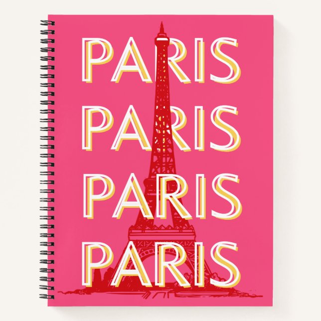 Carnet Paris, Art du voyage, Art du voyage rétro, Rose (Devant)