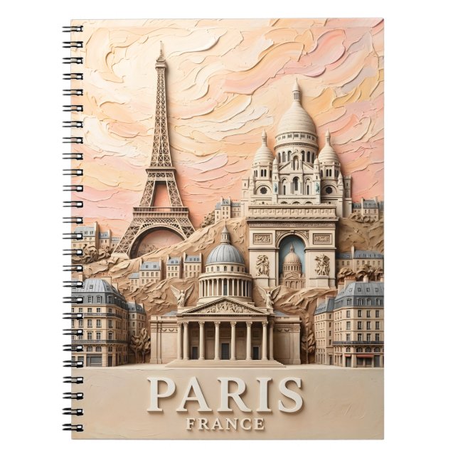 Carnet Paris France Europe Moderne Pastel Texturé Voyage (Devant)