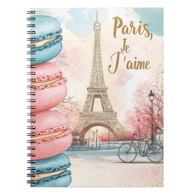 Carnet Paris, Je T'aime - Tour Eiffel avec Macarons (Devant)