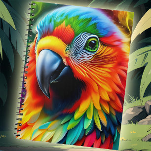 Carnet Parrot D'Imaginaire Avec Plumes Arc-En-Ciel Coloré