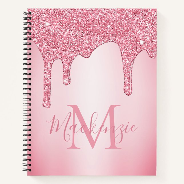 Carnet Parties scintillant à gouttes rose vif pour filles (Devant)