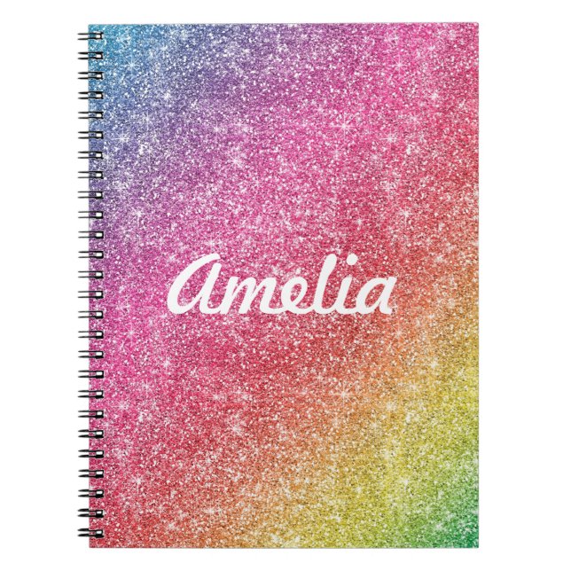 Carnet Parties scintillant arc-en-ciel de fille Monogramm (Devant)