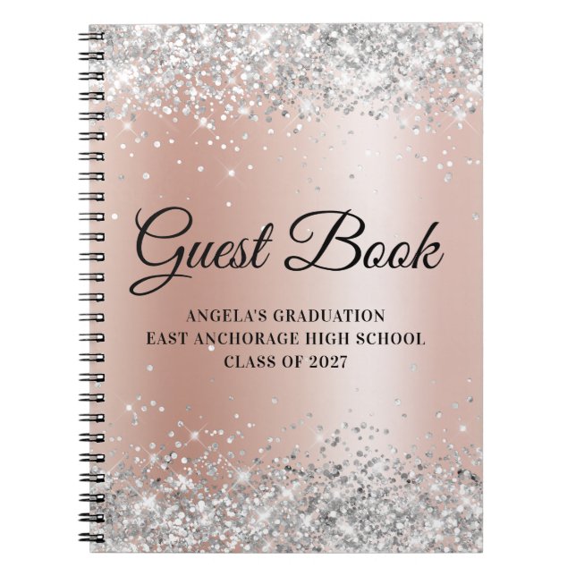 Carnet Parties scintillant argent Rose Gold Glam Gradient (Devant)
