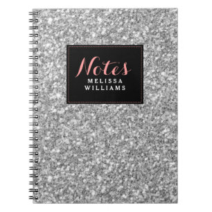 Carnet Parties scintillant argent Texture Accents noirs