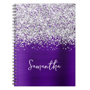 Carnet Parties scintillant argentée Indigo violet Glam No
