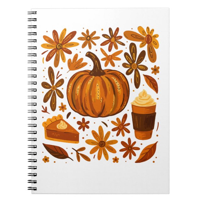 Carnet Parties scintillant Automne Floral Citrouille Than (Devant)