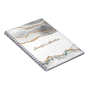 Carnet Parties scintillant blanche et or Agate Girly Pers