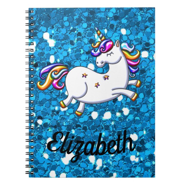 Carnet Parties scintillant bleue Unicorn (Devant)