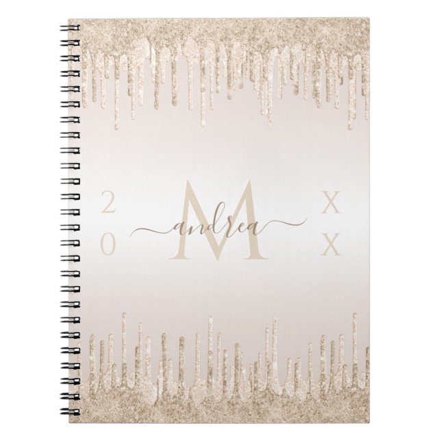 Carnet Parties scintillant Champagne Déchets Monogramme & (Devant)