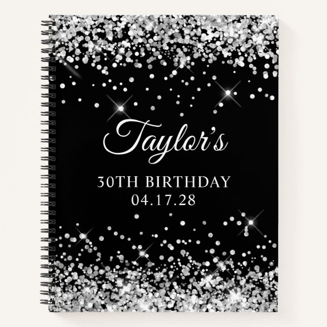 Carnet Parties scintillant d'argent et noir 30e anniversa (Devant)