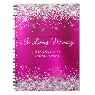 Carnet Parties scintillant d'argent Hot Pink Foil Memoria