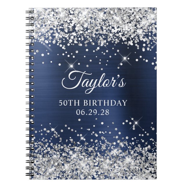Carnet Parties scintillant d'argent Marine Blue Foil 50e  (Devant)
