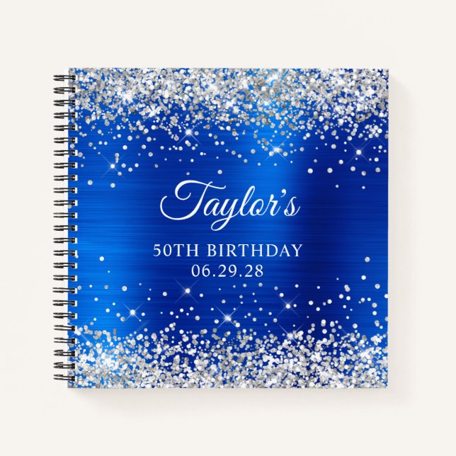 Carnet Parties scintillant d'argent Royal Blue Foil 50e a (Devant)