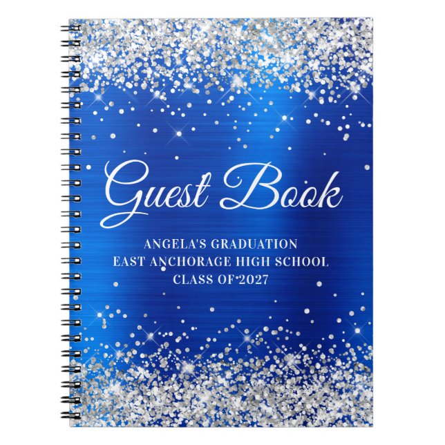 Carnet Parties scintillant d'argent Royal Blue Foil invit (Devant)