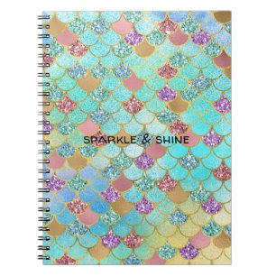 Carnet Parties scintillant d'or bleu bleu rose violet Aqu