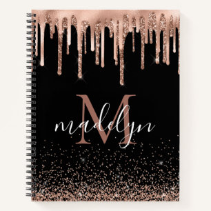 Carnet Parties scintillant d'or noir et Rose moderne Mono