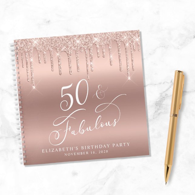 Carnet Parties scintillant d'or rose 50e anniversaire de  (Créateur téléchargé)