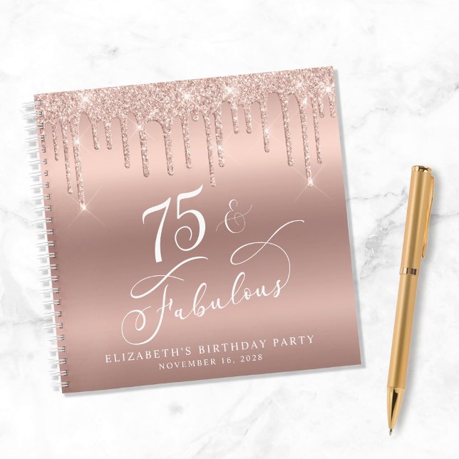 Carnet Parties scintillant d'or rose 75e anniversaire de  (Créateur téléchargé)