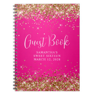 Carnet Parties scintillant d'or rose chaud Ombre Sweet 16