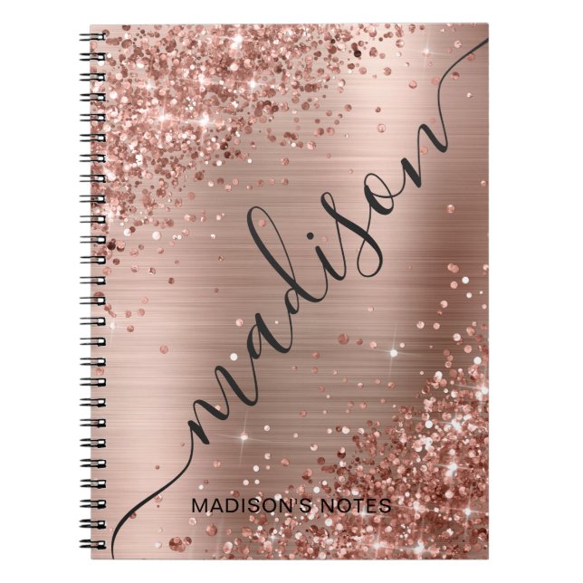 Carnet Parties scintillant d'or Rose moderne Monogramme m (Devant)