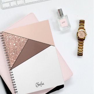 Carnet parties scintillant d'or rose personnalisées luxe 
