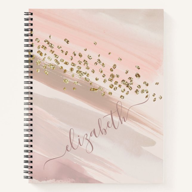 Carnet Parties scintillant d'or rose rose moderne Nom du  (Devant)