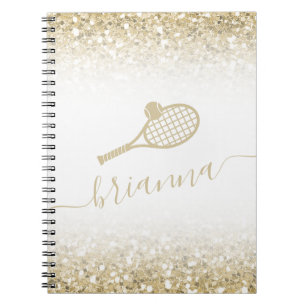 Carnet Parties scintillant d'or Tennis personnalisé