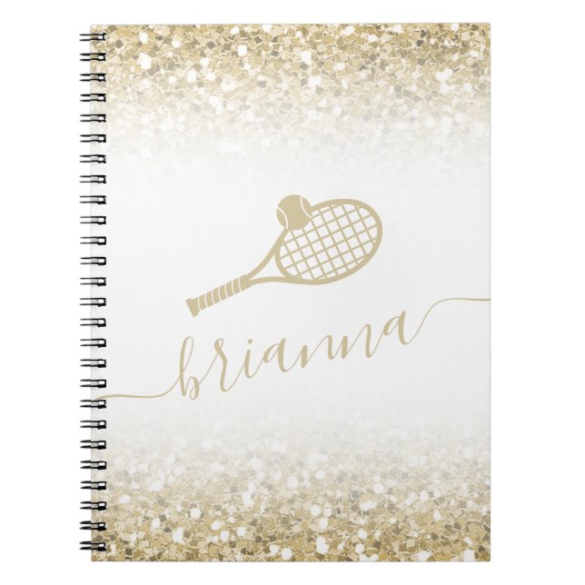 Carnet Parties scintillant d'or Tennis personnalisé (Devant)