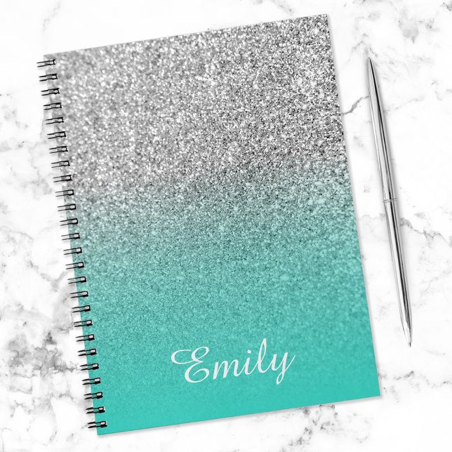 Carnet Parties scintillant en argent et Ombre turquoise P (Créateur téléchargé)
