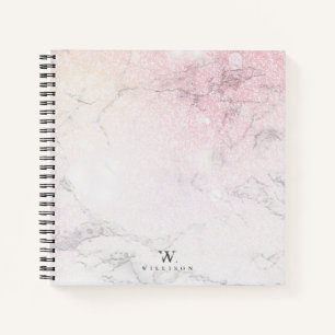 Carnet Parties scintillant en marbre Design monogramme de