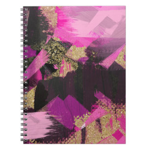 Carnet Parties scintillant en or noir rose Brush moderne 