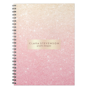 Carnet Parties scintillant en or rose élégante à pente do