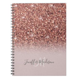 Carnet parties scintillant en or rose Nom personnalisé