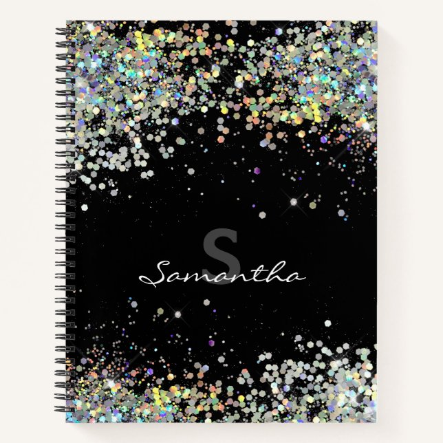 Carnet Parties scintillant Girl Nom personnalisé Monogram (Devant)