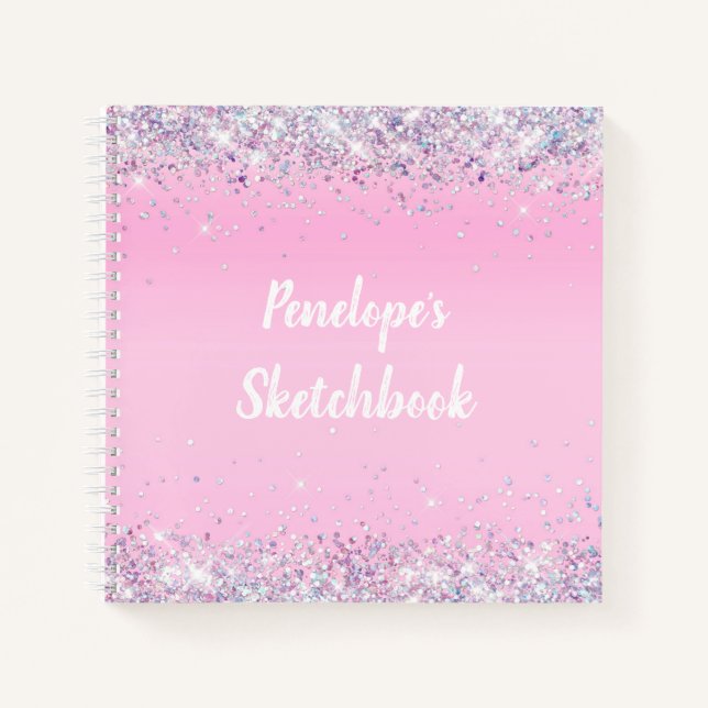 Carnet Parties scintillant Holographique rose Monogramme (Devant)