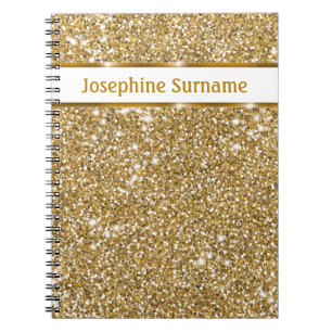 Carnet Parties scintillant jaune doré Faux Texture et tex
