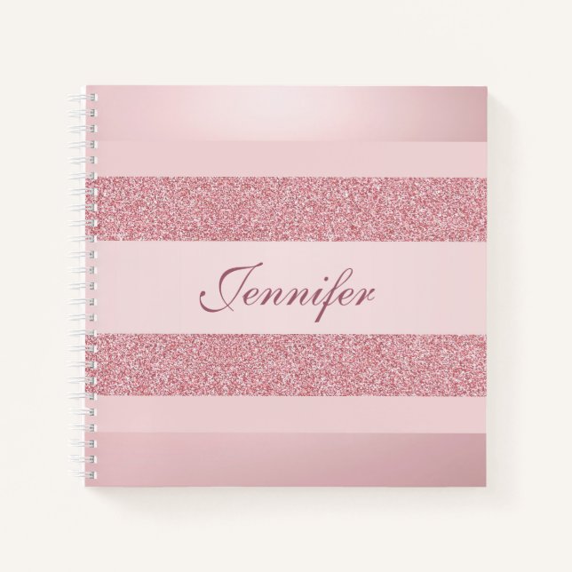 Carnet Parties scintillant Look Rose or couleur manuscrit (Devant)