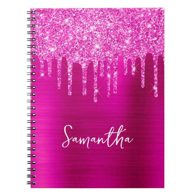 Carnet Parties scintillant magenta de déversement Nom du  (Devant)
