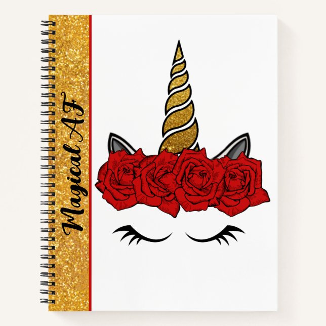 Carnet Parties scintillant magique AF Unicorn Red Rose Cr (Devant)
