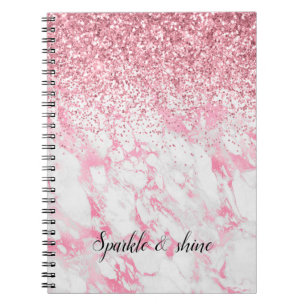Carnet Parties scintillant Marbre blanc rose