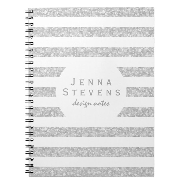 Carnet Parties scintillant moderne aux Faux blancs & rayu (Devant)